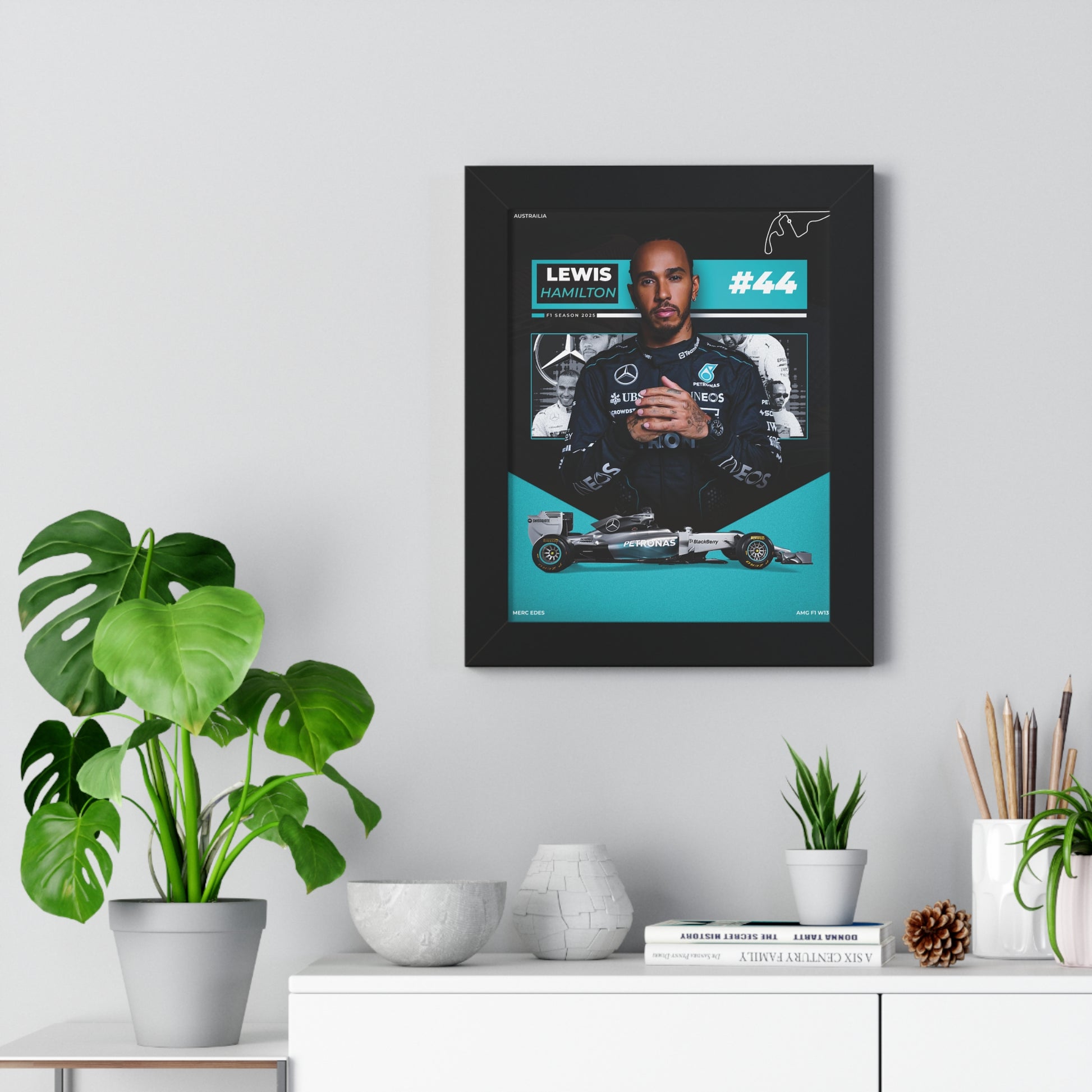 Lewis Hamilton Framed Vertical Poster, Formula 1 Art Print, Motorsport Decor, Racing Wall Art, Sport Fan Gift