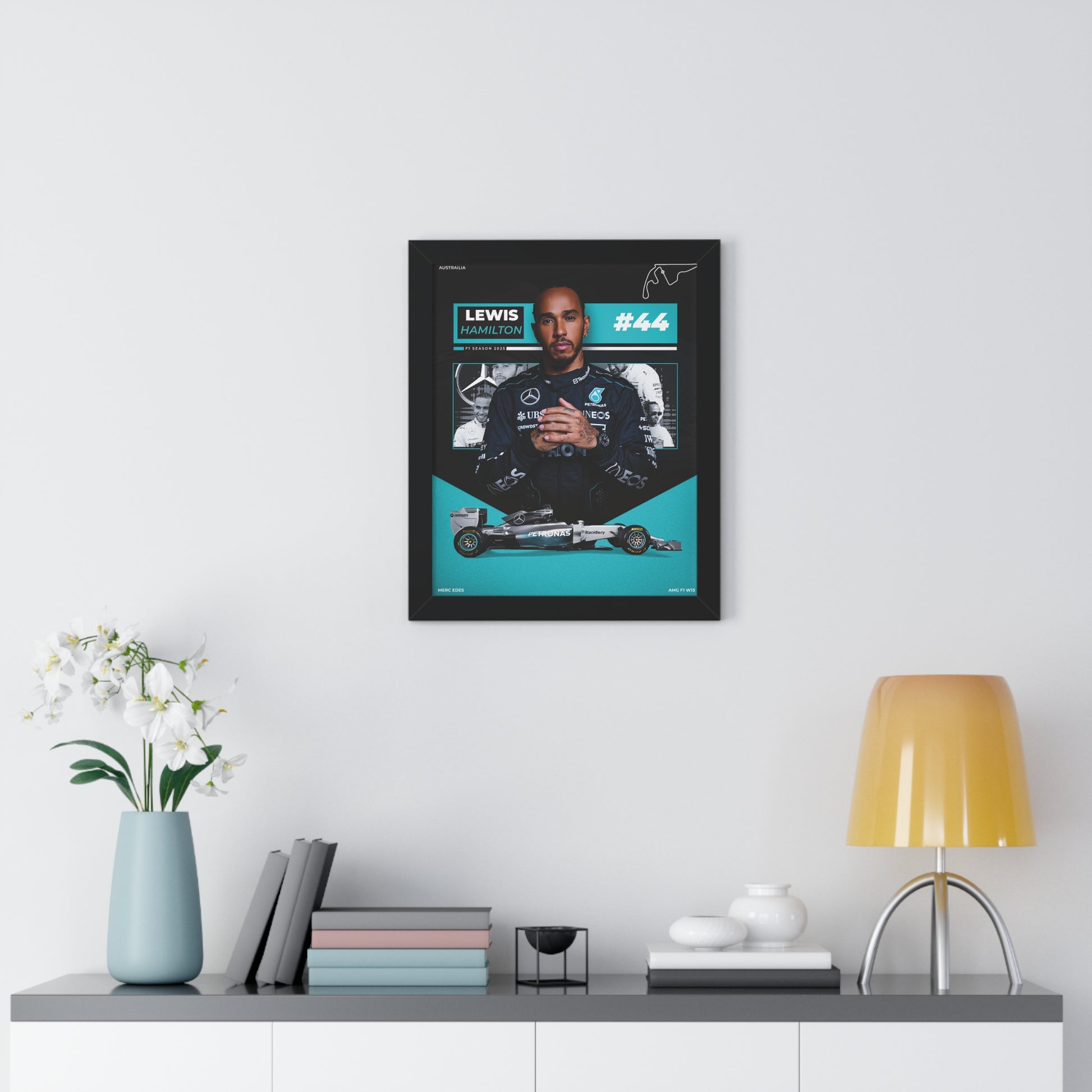 Lewis Hamilton Framed Vertical Poster, Formula 1 Art Print, Motorsport Decor, Racing Wall Art, Sport Fan Gift